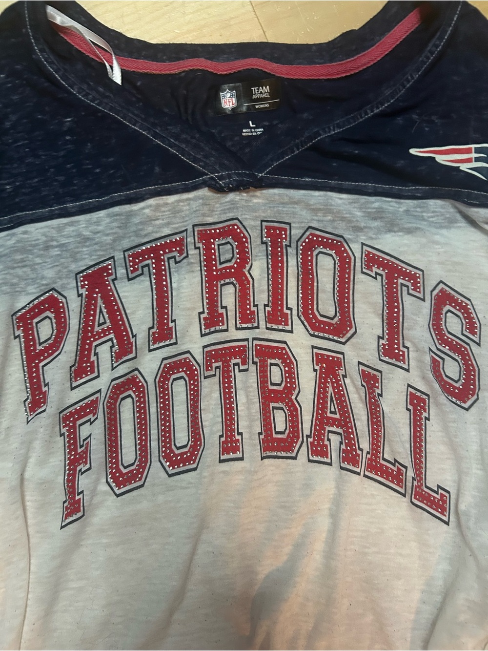 NFL Patriots Red, Navy & white women Tee Size Large